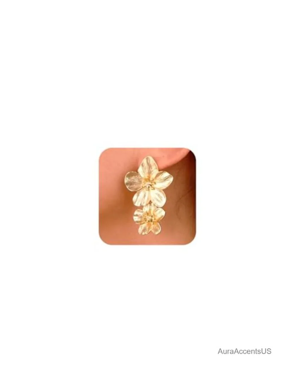 Large Double Flower Dangle Earrings - Boho Chic Floral Statement Jewelry with